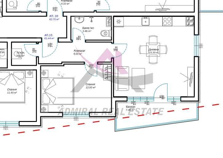 Продава се Двустаен апартамент в Варна, Възраждане 3 - 70 кв.м за 1543 €/кв.м - Снимка #2