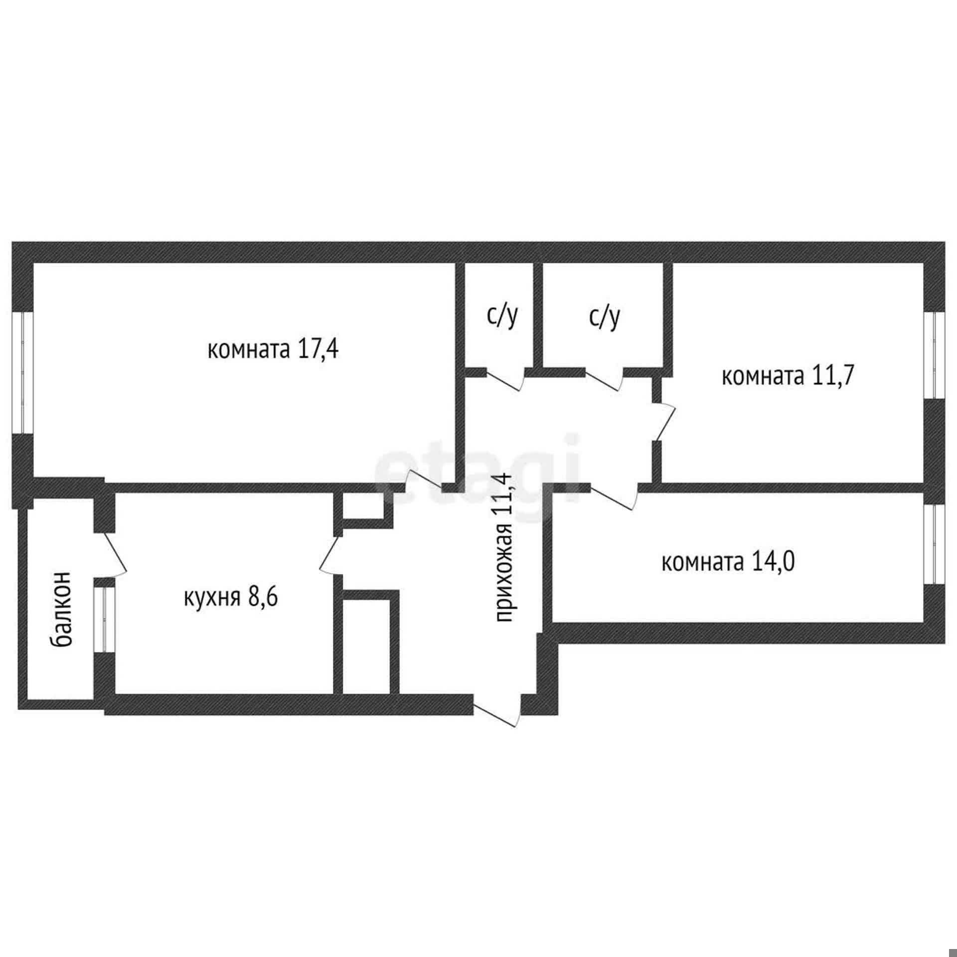 Продажа 3-комнатной квартиры в районе 15го магазина