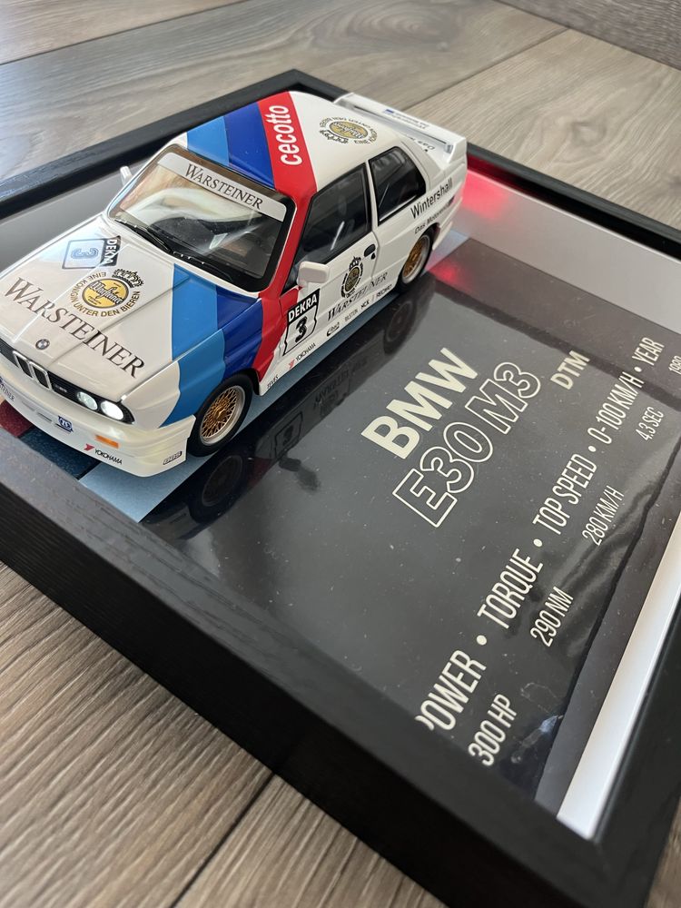 Shadowbox BMW E30 M3 DTM – Ramă cu machetă 1:24