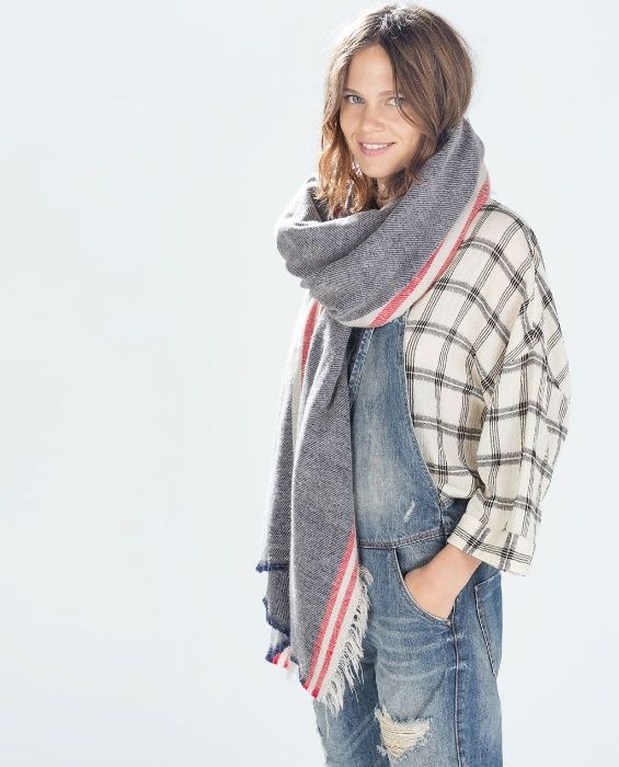 Zara голям и топъл дамски зимен шал