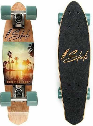 Placa skateboard Meteor Penny, negru, roti PU, 100kg, antialunecare