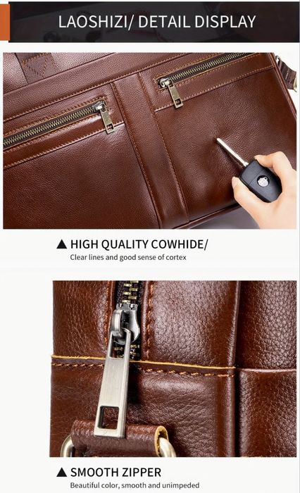 Професионално/Елегантна кожена бизнес чанта(офис куфарче за лаптоп 15)