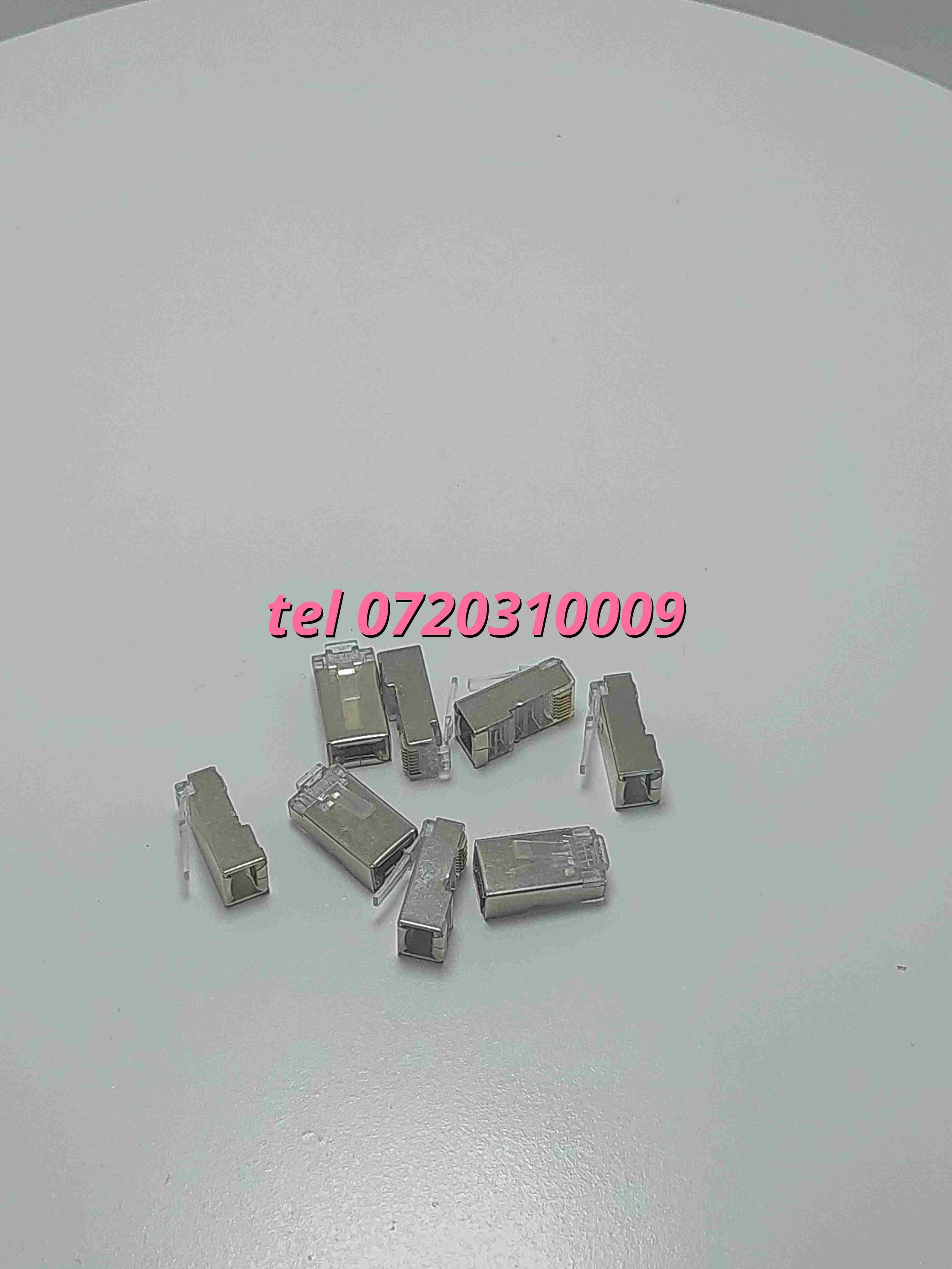 Set 10 Mufe Metalice Rj45 Retea Ecranata 8p8c Stp Rj 45 Pentru Ftp S