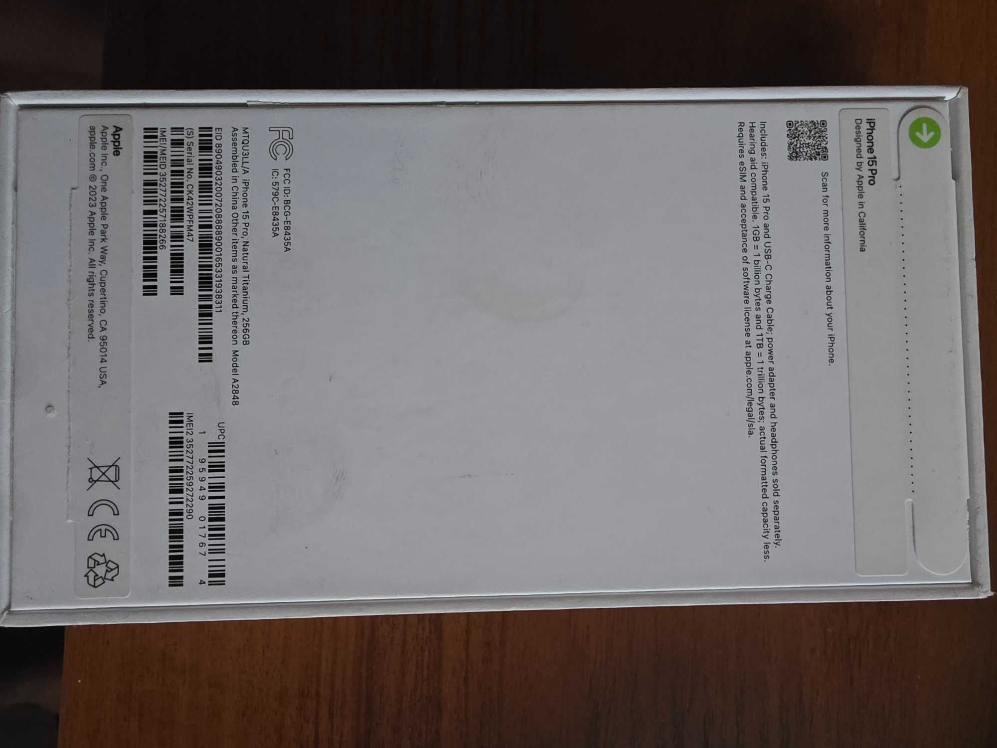 iPhone 15 Pro, Natural Titanium 256GB