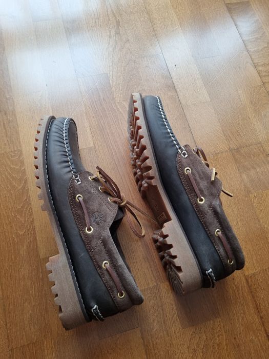 Мъжки тъмнокафяви мокасини от дебела естествена кожа Timberland