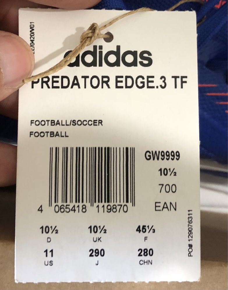 Стоножки Adidas Predator EDGE.3 номер 45 и 1/3