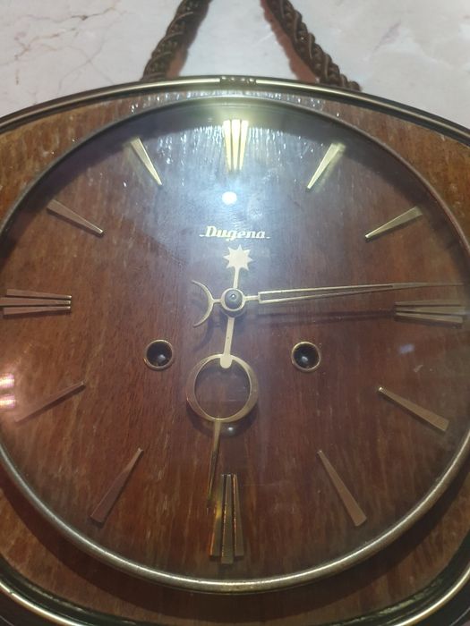 Ceas de perete Dugena mecanic cu clopote gong ani 1950