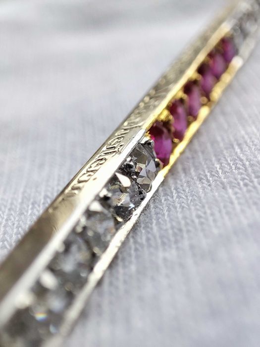 Pandantiv aur 14k si Platina Turmalina Rubellit cu diamante Diamant
