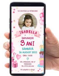 Realizez design pentru invitatii digitale la nunta, botez, aniversari