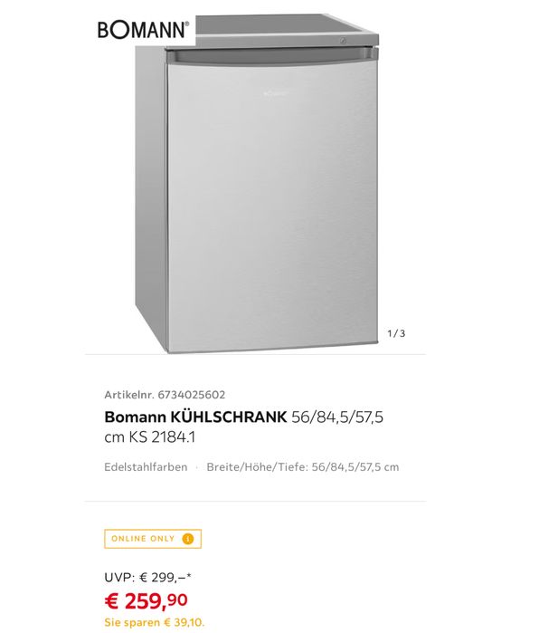 Frigider Bomann KS 2184.1