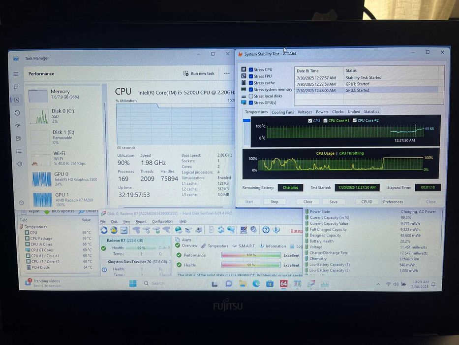 Laptop Fujitsu A555G i5-5200U 8GB SSD 256 GB Radeon R7 M260