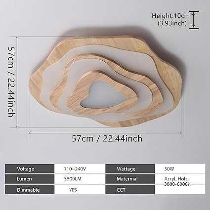 Lustra living VENTILATOR candelabru led plafoniera de tavan LEMN 40 CM