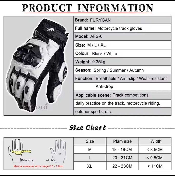 Mănuși Moto Furygan AFS 6 - Piele Naturală, NOI, mărimi: M, L, XL