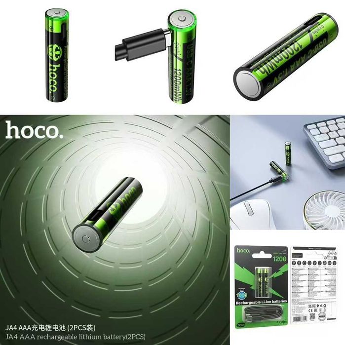 Hoco JA3 JA4 перезаряжаемые литиевые AA-батарейки Rechargeable Battery