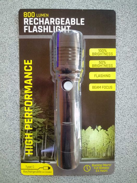 Lanterna led reincarcabila, 800 lumeni, carcasa aluminiu