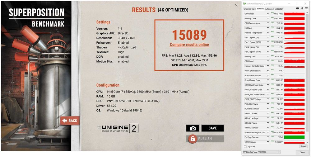 ТОП състояние Видео карта GPU PNY RTX 3090 24GB XLR8 Gaming EPIC-X