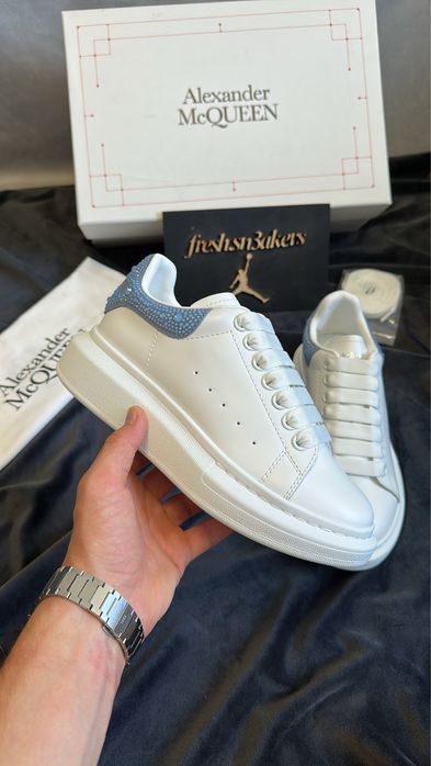 Alexander Mcqueen White and Blue Crystal/Diamonds (size 37)