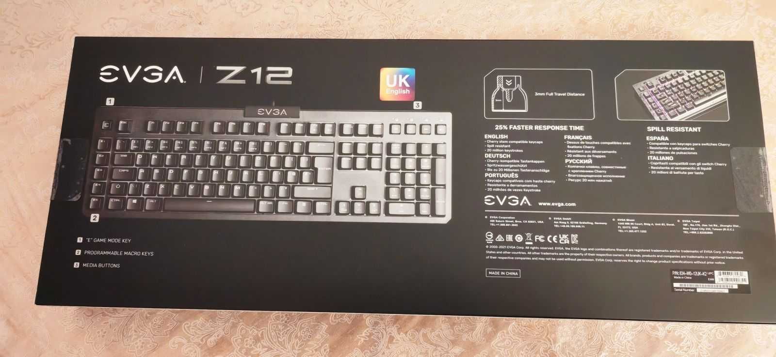 НОВА ! Геймърска клавиатура EVGA Z12 RGB, Черен