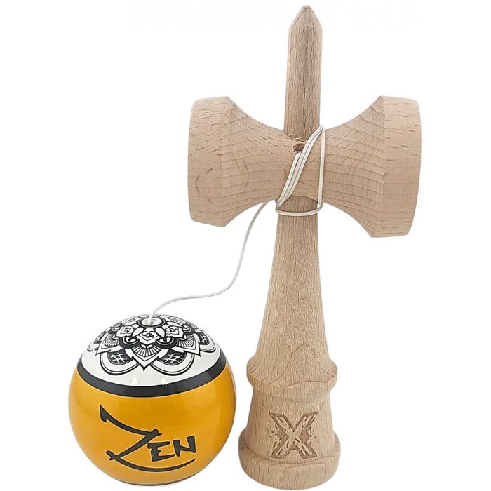 Kendama X Originala, Zen, din Lemn, Super Sticky 18 cm auriu/alb/Negru