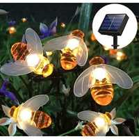 Соларни градински лампички с форма на пчелички 30бр, 7 метра