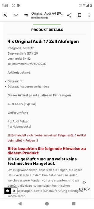 Set jante OEM Audi R17 A4 allroad după 2016  225 55 17