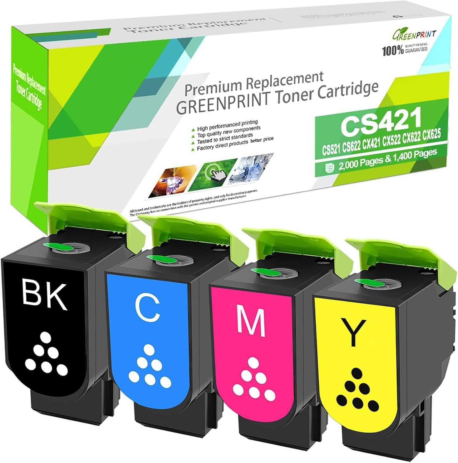 Тонер касети 4 цвята КомплектCS421 CS521 CS622 CX421 CX522 CX622 CX625