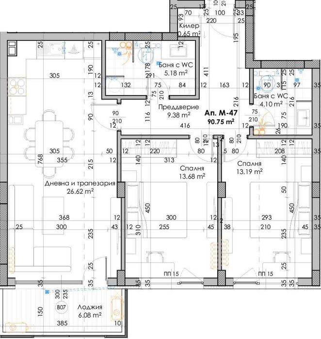 Тристаен апартамент с АКТ 14 - Южен