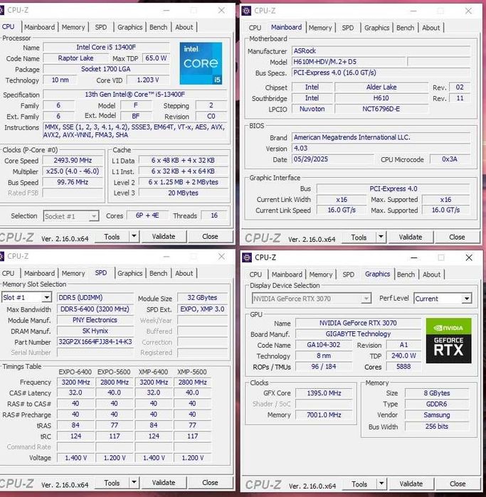 PC gaming i5 13400F/ RTX 3070 8GB/ 32 Gb RAM ddr 5/ SSD M2 1TB