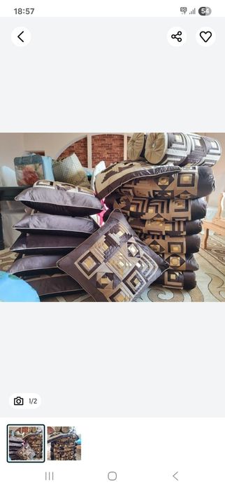 6 қонақ құрақ көрпе, 6 көпшік, шай көрпе, қол қойылатын жастық.