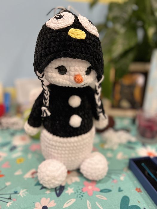 Ръчно изработен Снежко- зимна декорация