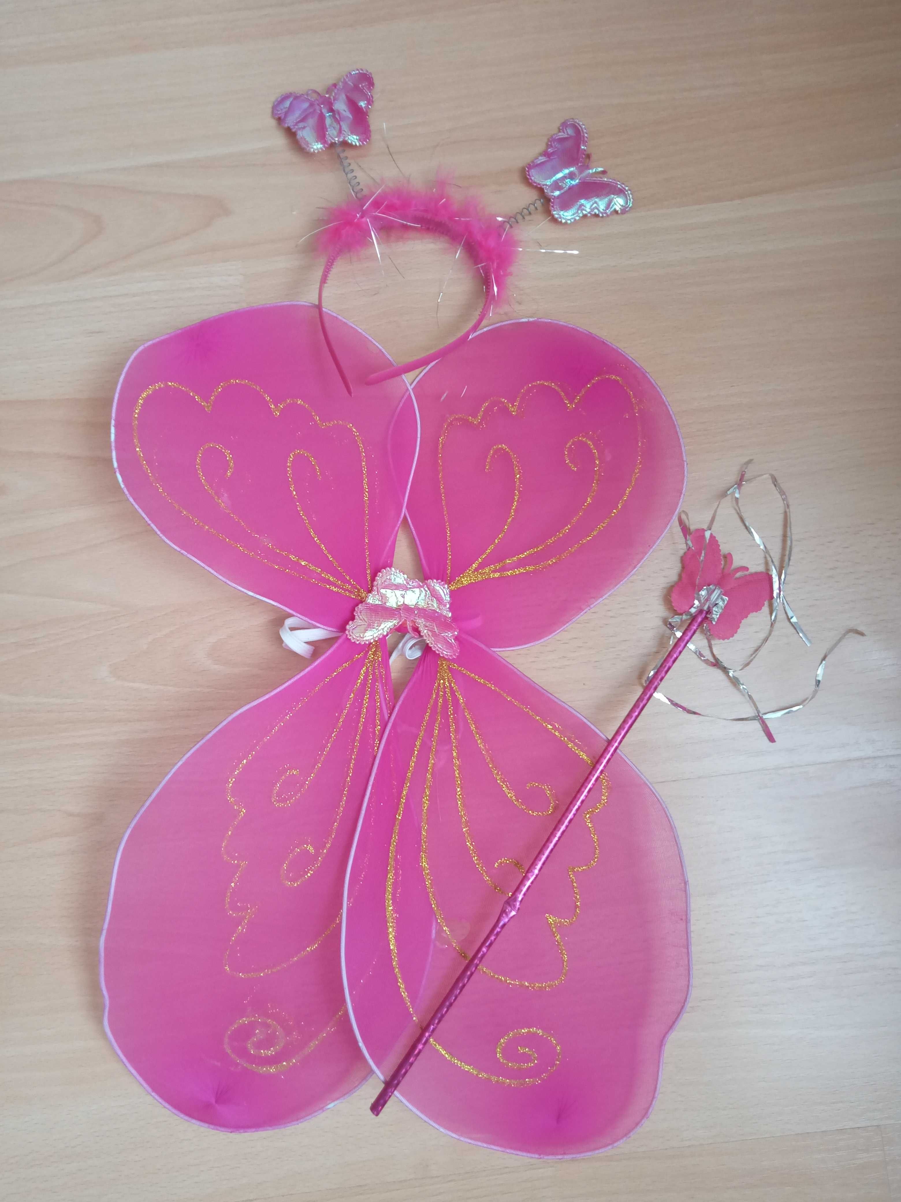 костюм феи, крылья феи, три предмета бабочка, ободок и палочка.