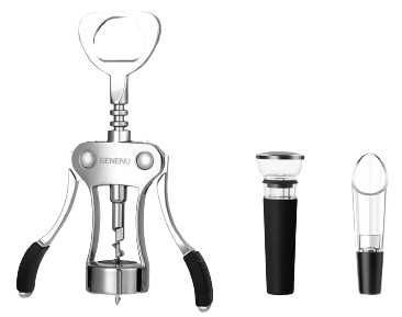 Set multifunctional deschizator vin Beneno, argintiu si negru
