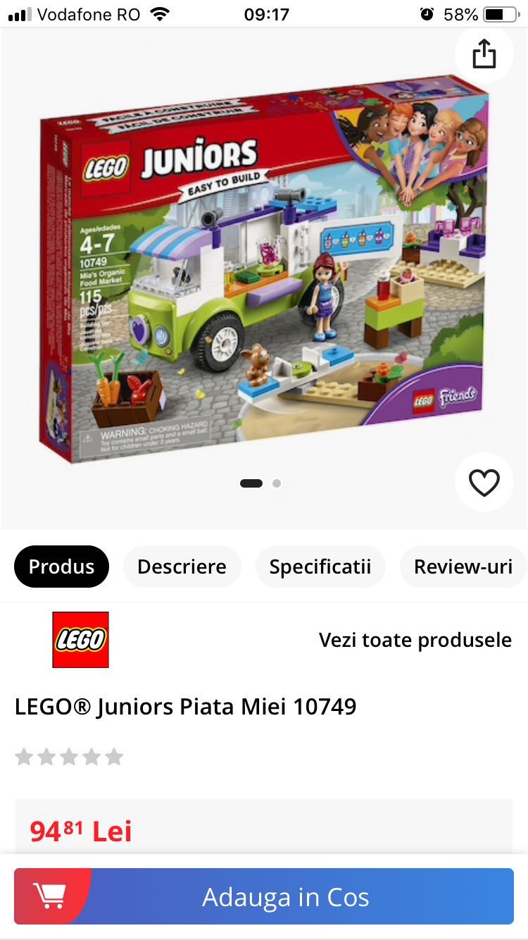 Joc Lego Friends 10749 Piața Miei