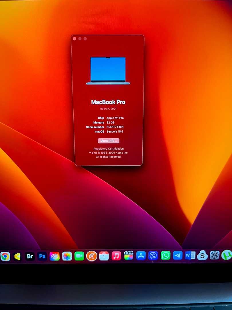 MacBook Pro 16" M1 Pro 10-CPU, 16-GPU, 32RAM,512SSD