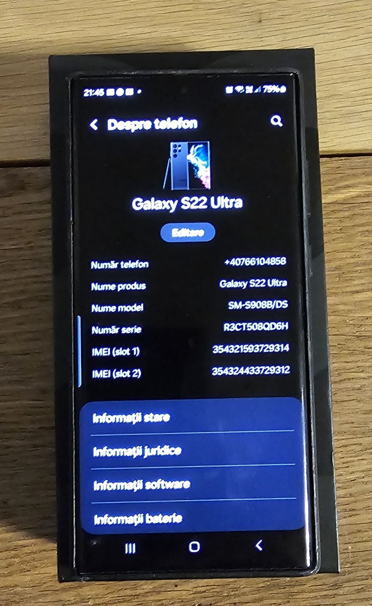 Vand samsung S 22 ultra 5g în garanție