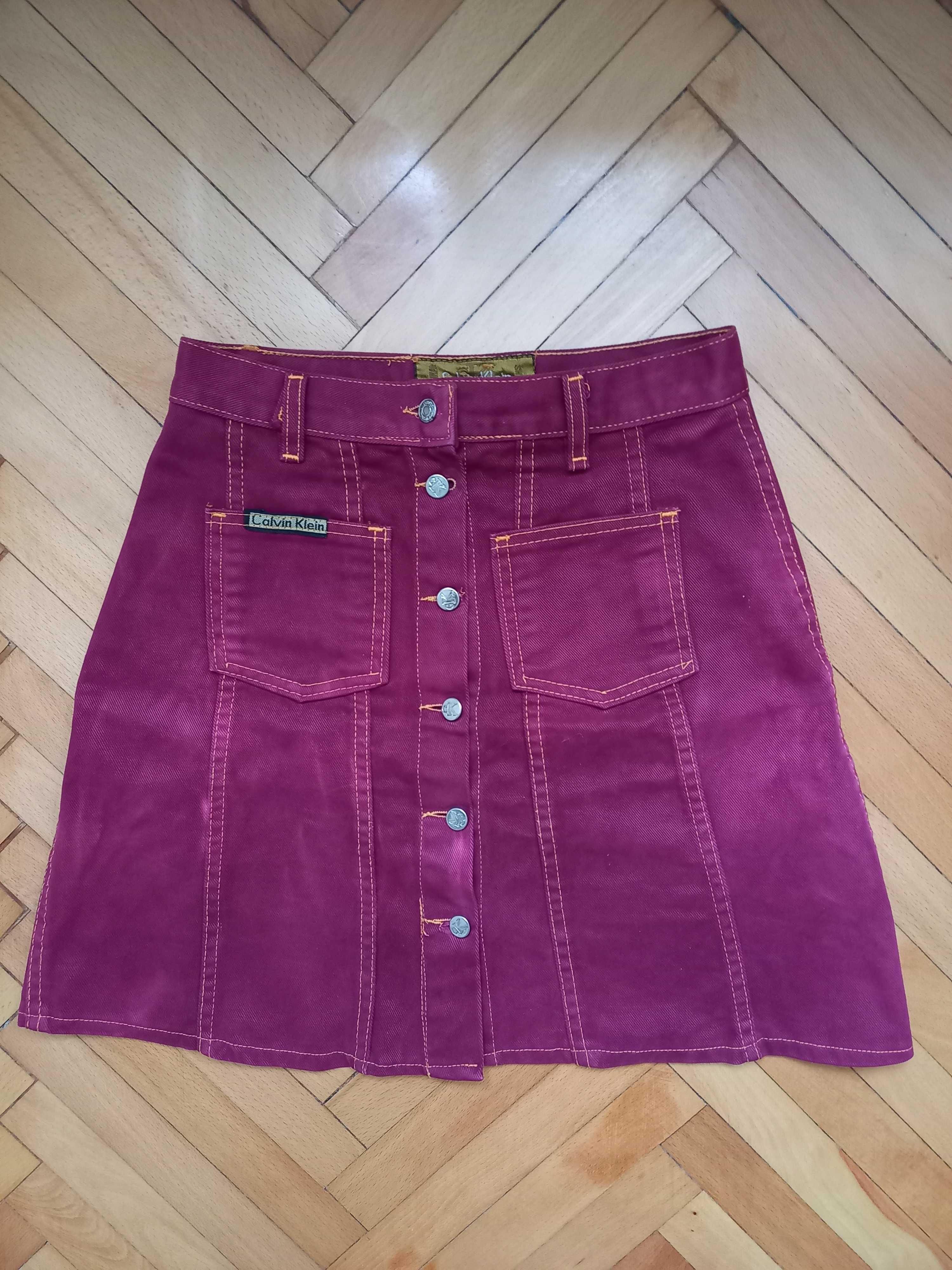 Fustă de blugi grena Calvin Klein jeans easy fit