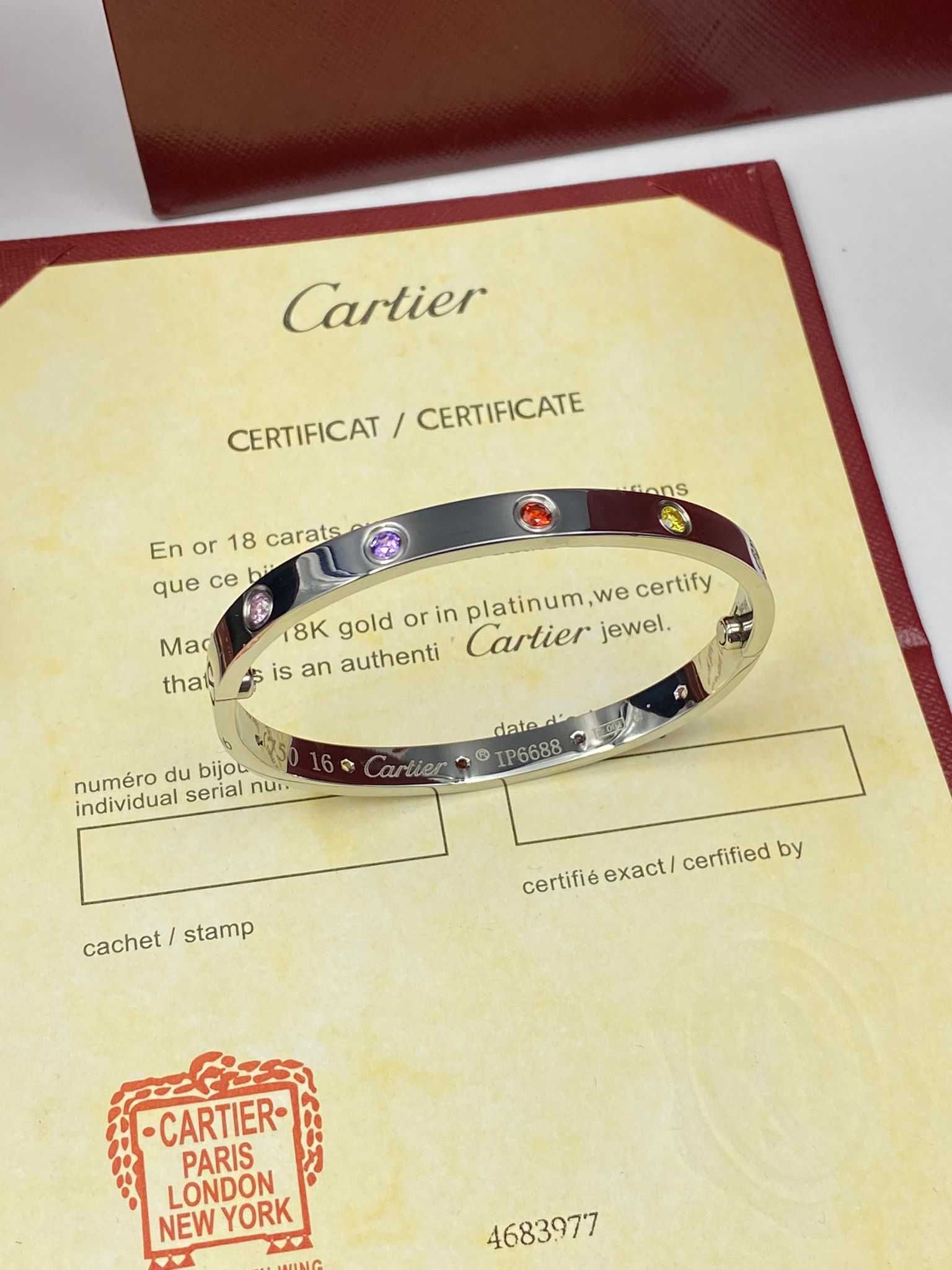 Brățară Cartier LOVE 16 aur alb 750 cu 10 diamante