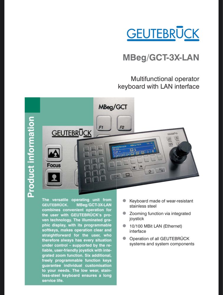 Panou multifunctional control video GeuterBruck MBeg/GCT