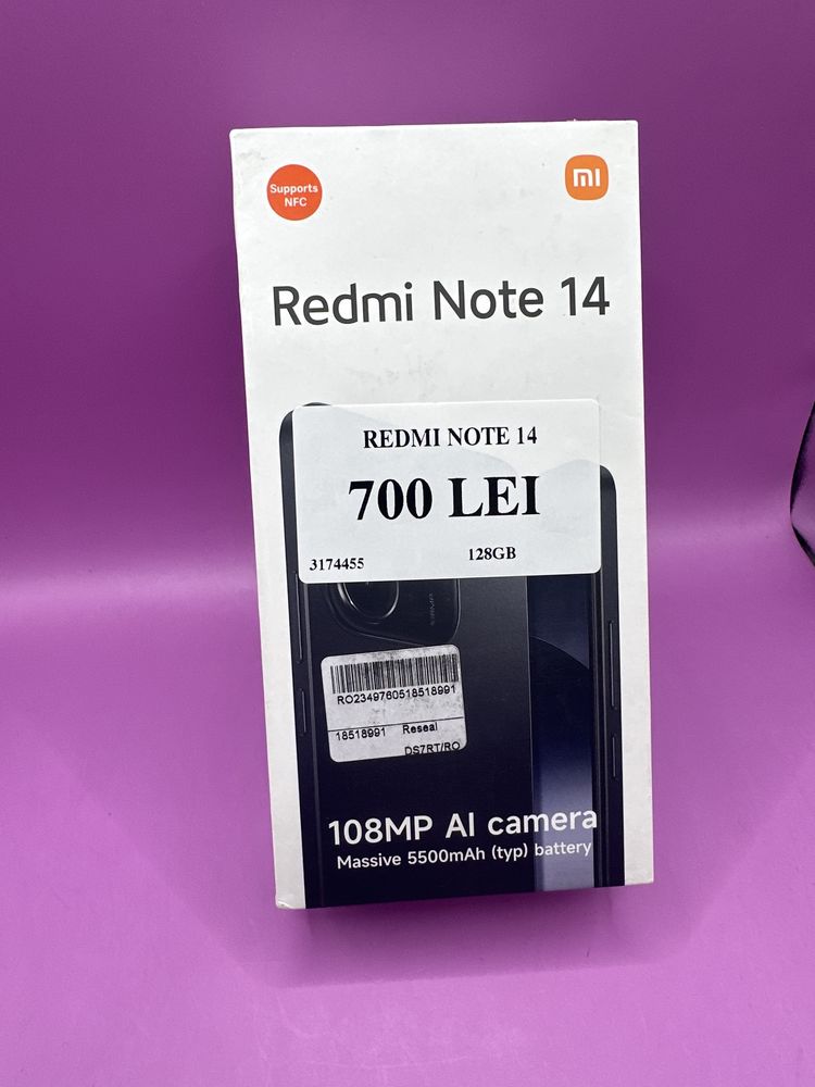 Redmi Note 14 128gb Nou •Matei Amanet Crangasi•31744