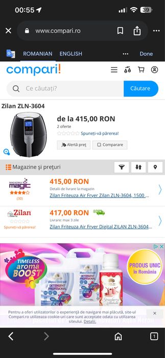 Friteuza Air Fryer Zilan ZLN-3604, 1500 W, 3.5 L, afisaj digital