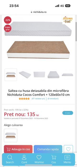 Vand patut Sundvik ikea + saltea+ bara Nattapa+ aparatori patut