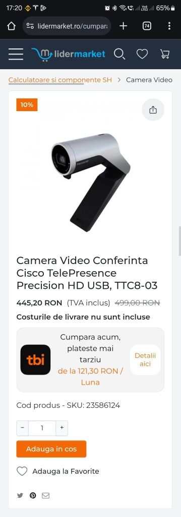 Camera Video Conferinta Cisco TelePresence Precision HD USB