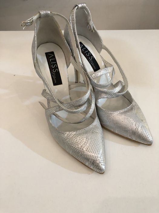 Pantofi argintii Aliss cu barete, marimea 37