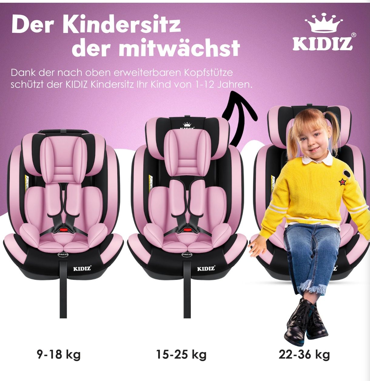 Детски столчета за кола Група 1+2+3 , 9-36 кг 5-точков предпазен колан