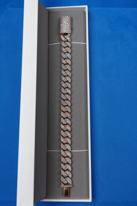 Bratara Custom Cuban Two Tone Din Argint 925 Cu Diamante FL-IF Moiss