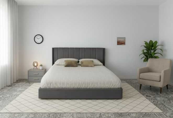 Pat 180x200 cm Tapitat Catifea Nuanta Gri Somiera Inclusa