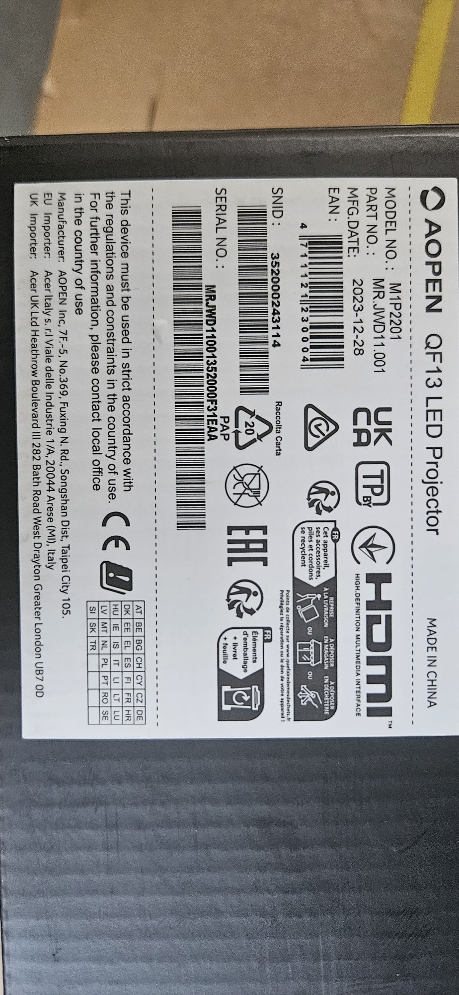Проектор AOpen QF13, LCD, 6000lm