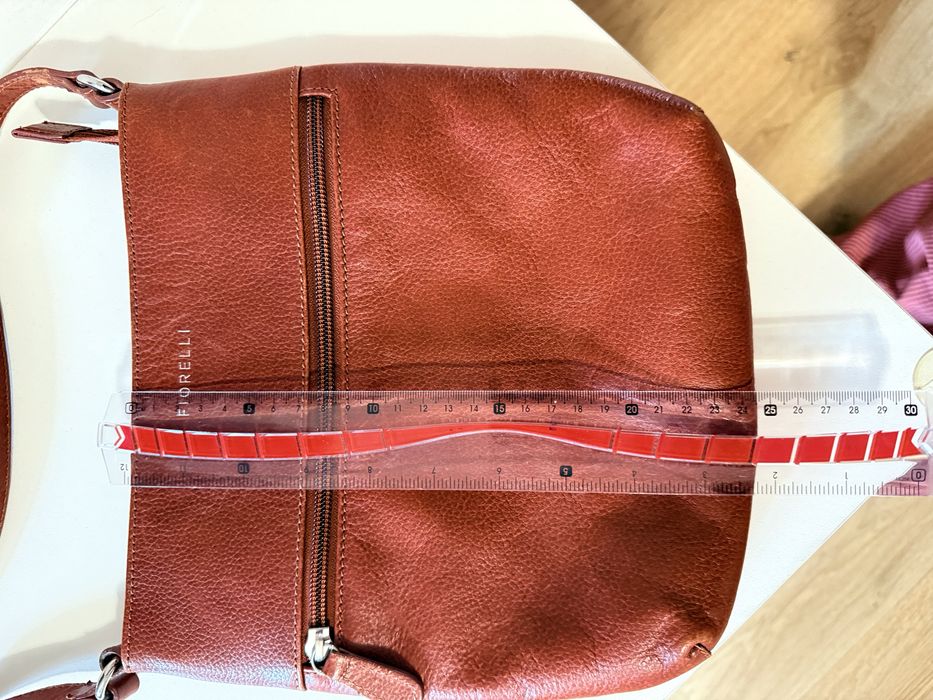 Кафява дамска чанта, естествена кожа, Fiorelli, италианска