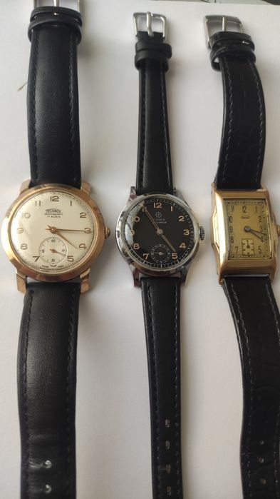Technos, ceas mecanic anii 1940, placat cu aur, deosebit