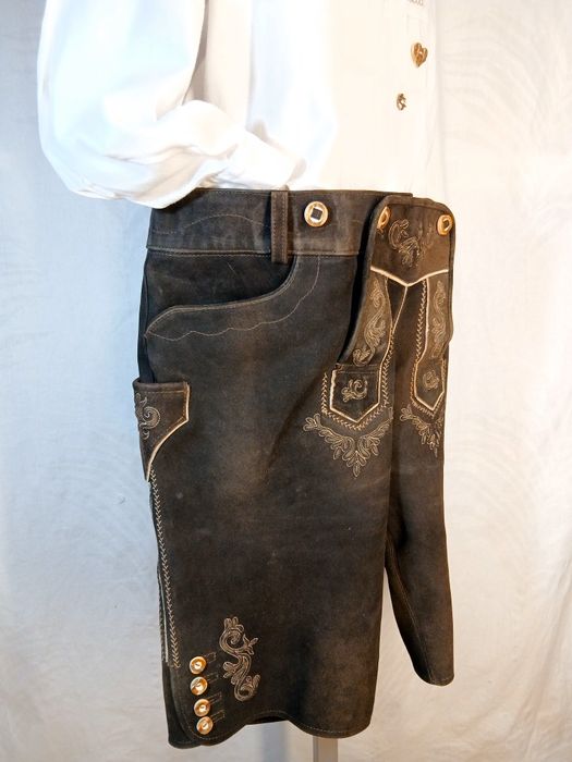 Pantaloni Oktoberfest Lederhose bavarezi nr 56/3XL Pantaloni vânătoare
